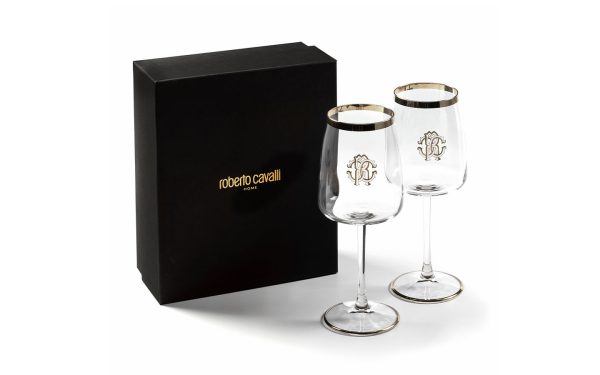Сет от 2 чаши за вино от Roberto Cavalli New Monogram Platin - stolbg.com