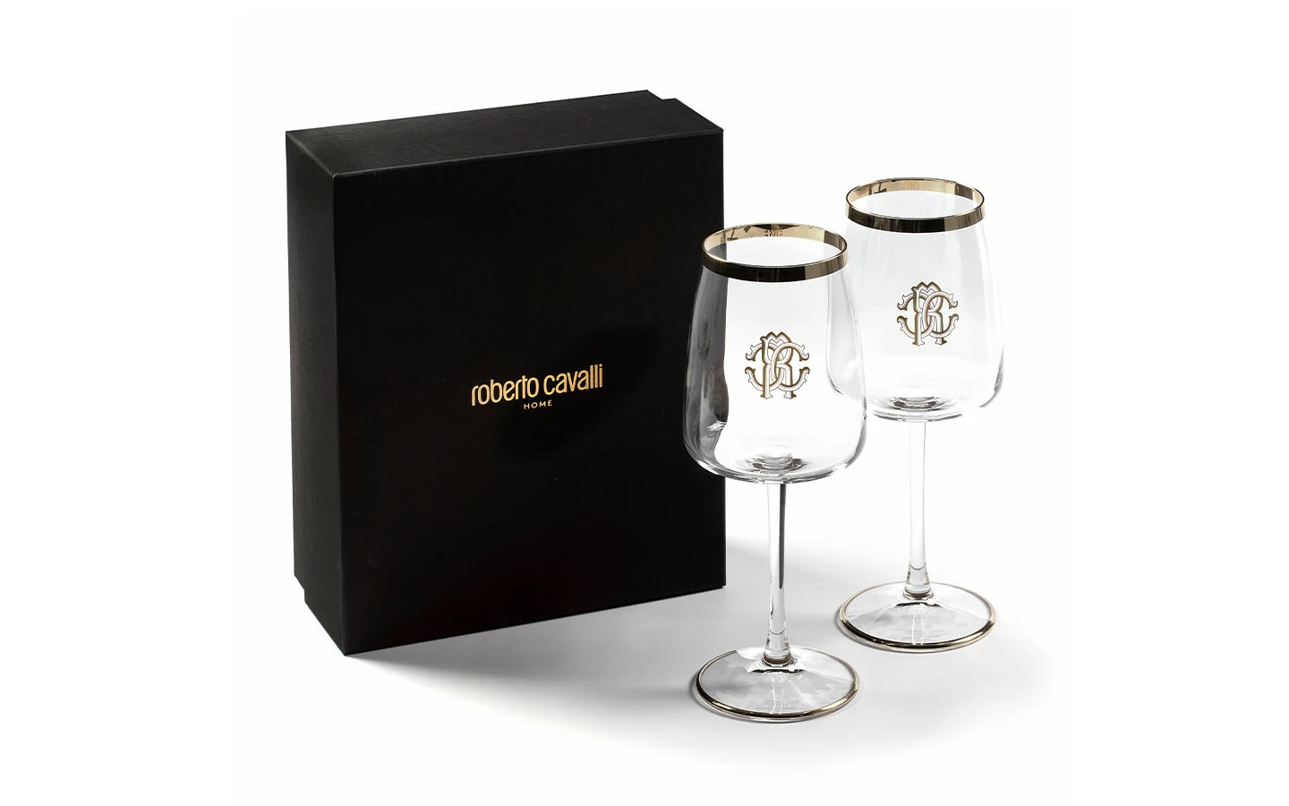Сет от 2 чаши за вино от Roberto Cavalli New Monogram Platin - stolbg.com