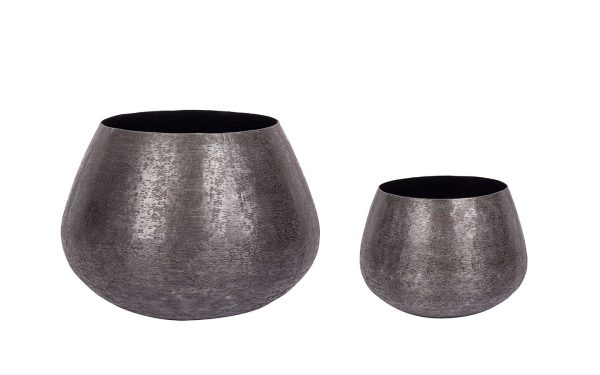 Сет от 2 кашпи VARANASI ROUND BLACK Bizzotto - 1 - Stolbg.com