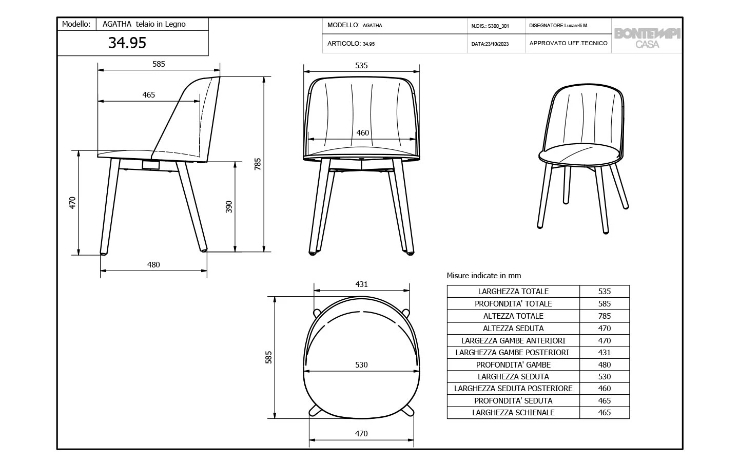 Стол AGATHA WOOD Bontempi - 3 - Stolbg.com