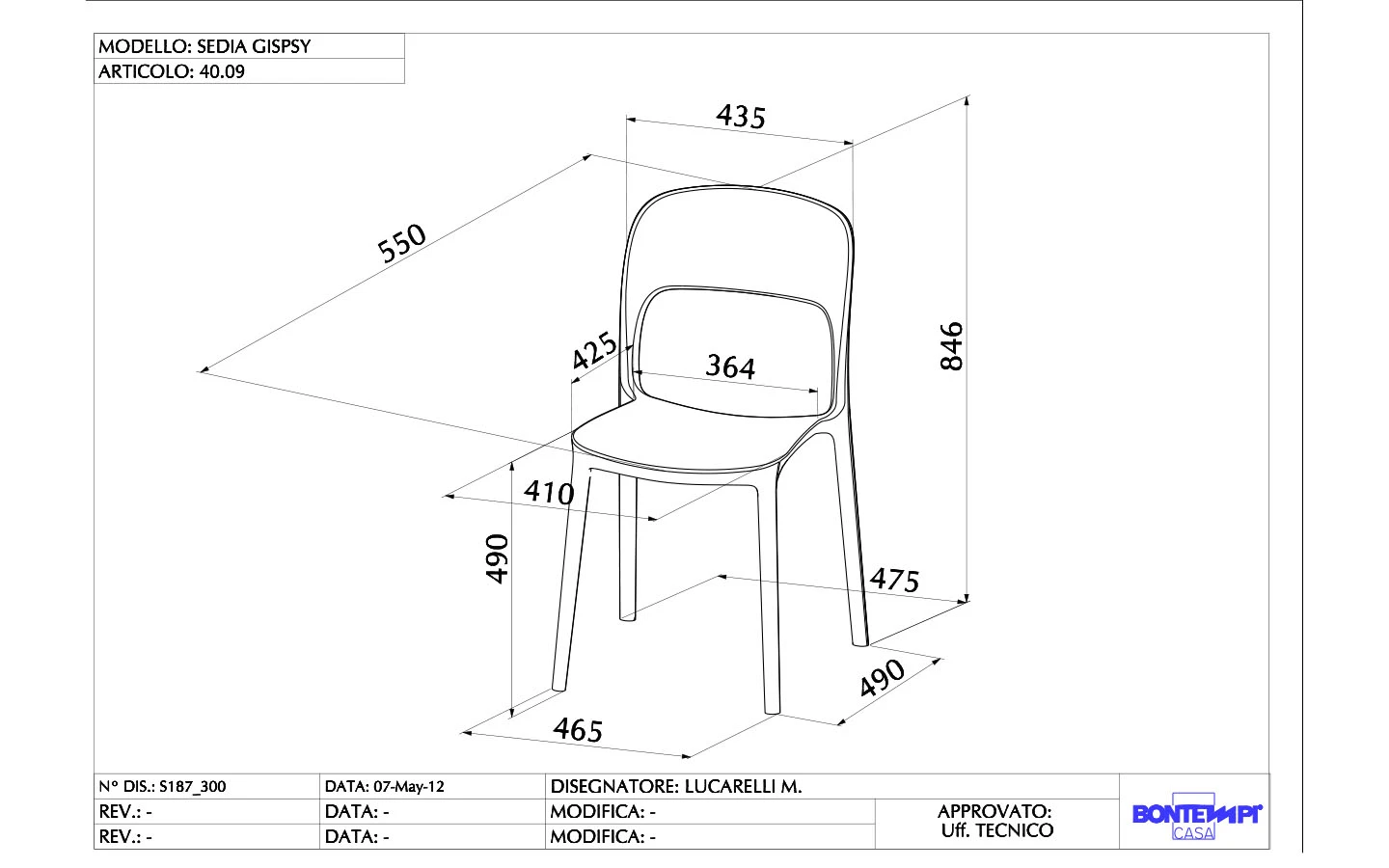 Стол GIPSY Bontempi - 7 - Stolbg.com