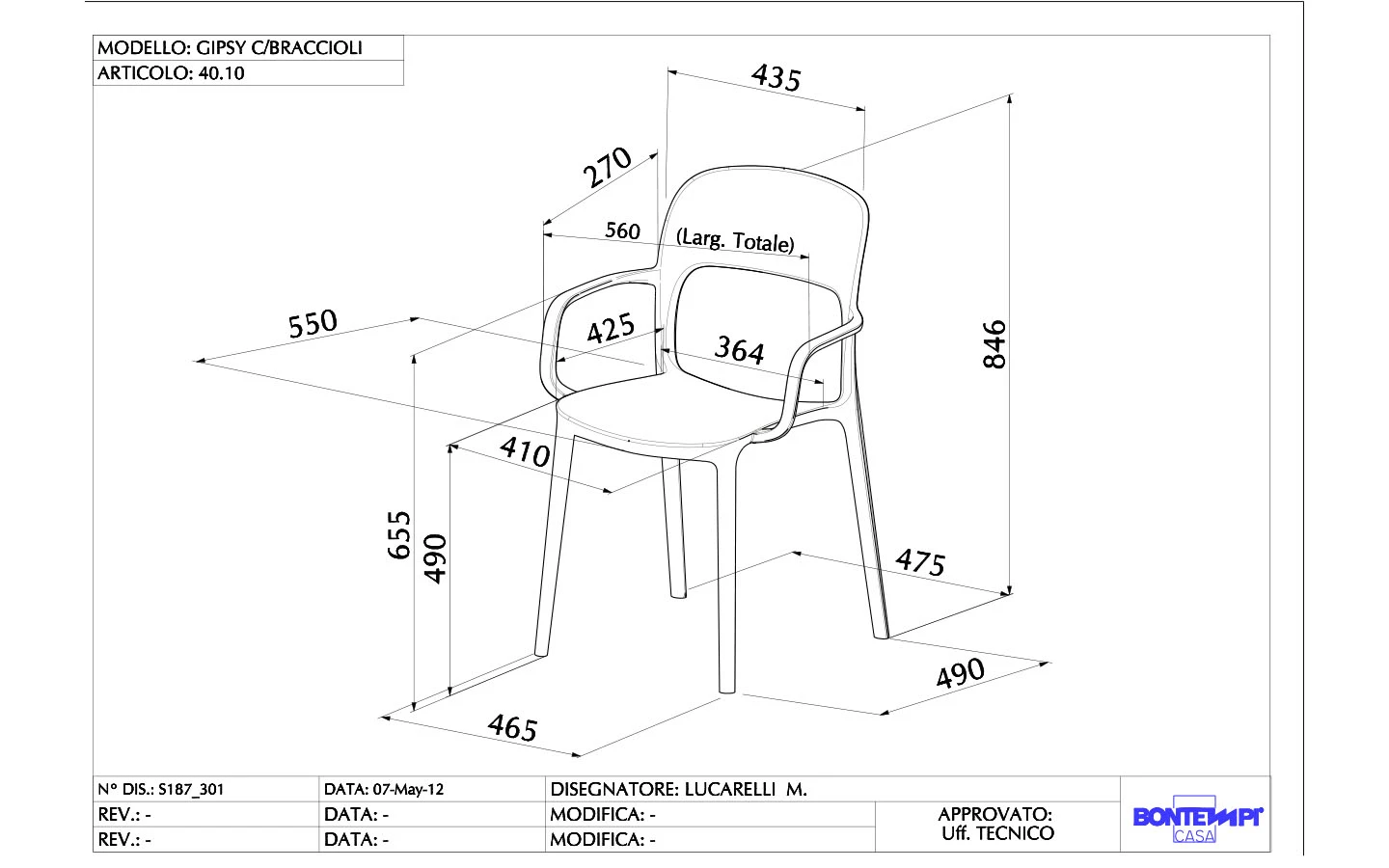 Стол GIPSY Bontempi - 8 - Stolbg.com