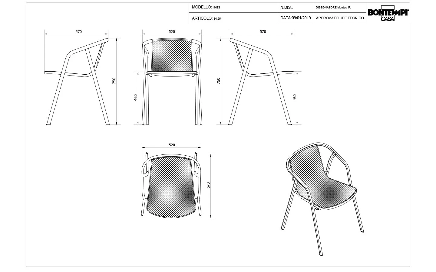 Градински стол INES Bontempi - 11 - Stolbg.com