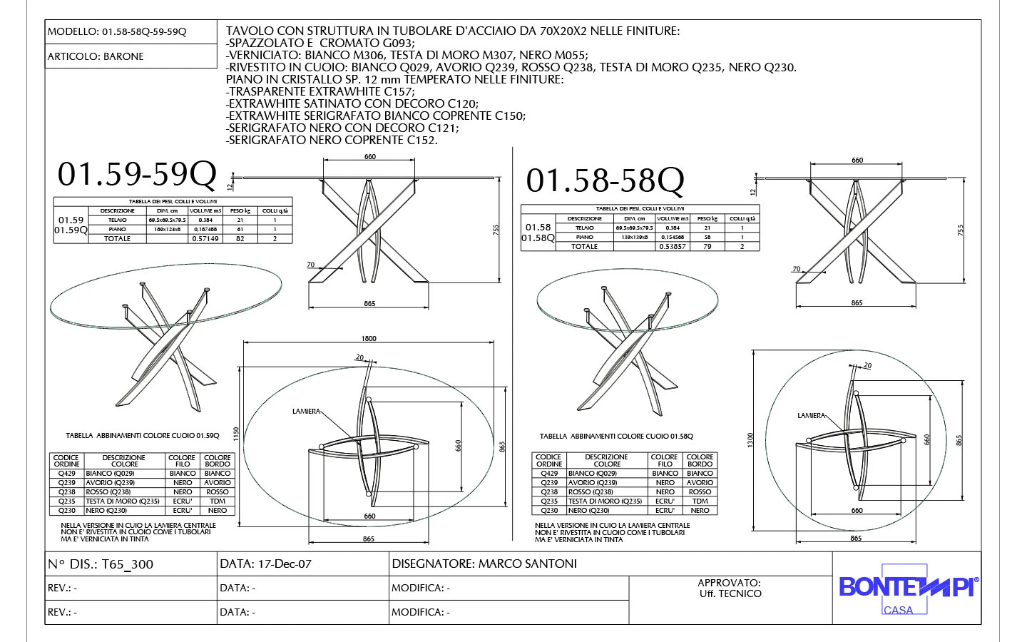 Маса BARONE Bontempi - 11 - Stolbg.com