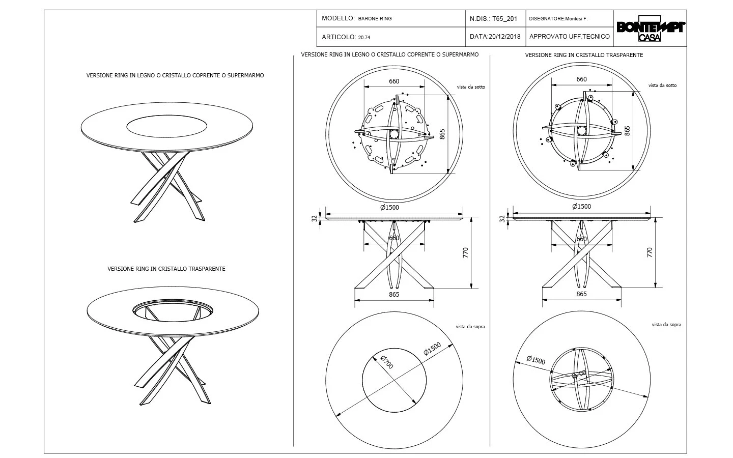 Маса BARONE Bontempi - 13 - Stolbg.com