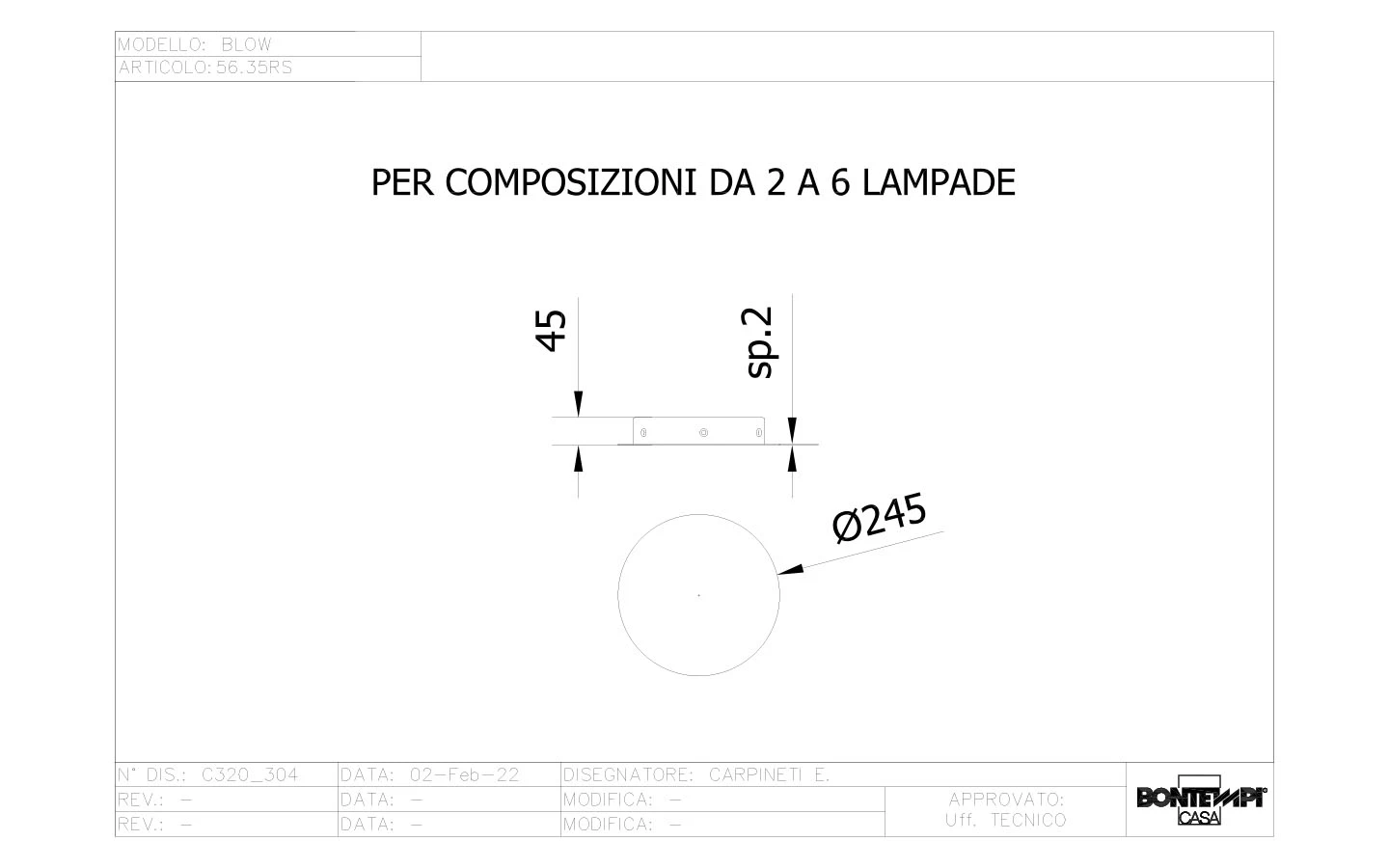 Висящо осветително тяло BLOW Bontempi - 10 - Stolbg.com