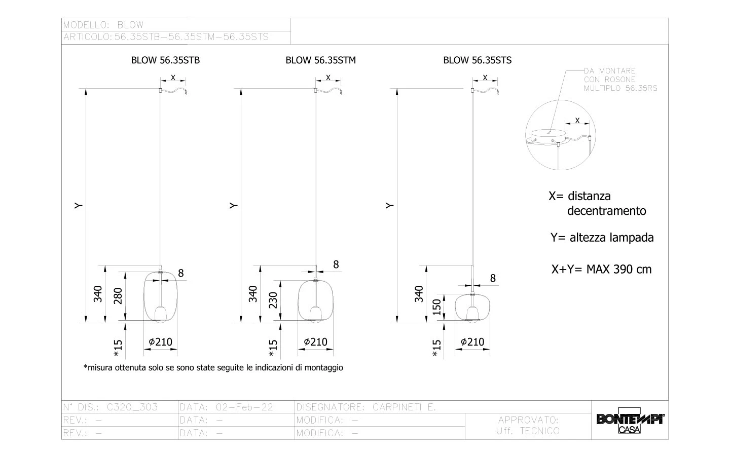 Висящо осветително тяло BLOW Bontempi - 9 - Stolbg.com