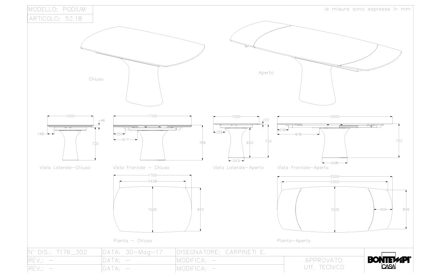 Разтегателна маса PODIUM Bontempi - 4 - Stolbg.com