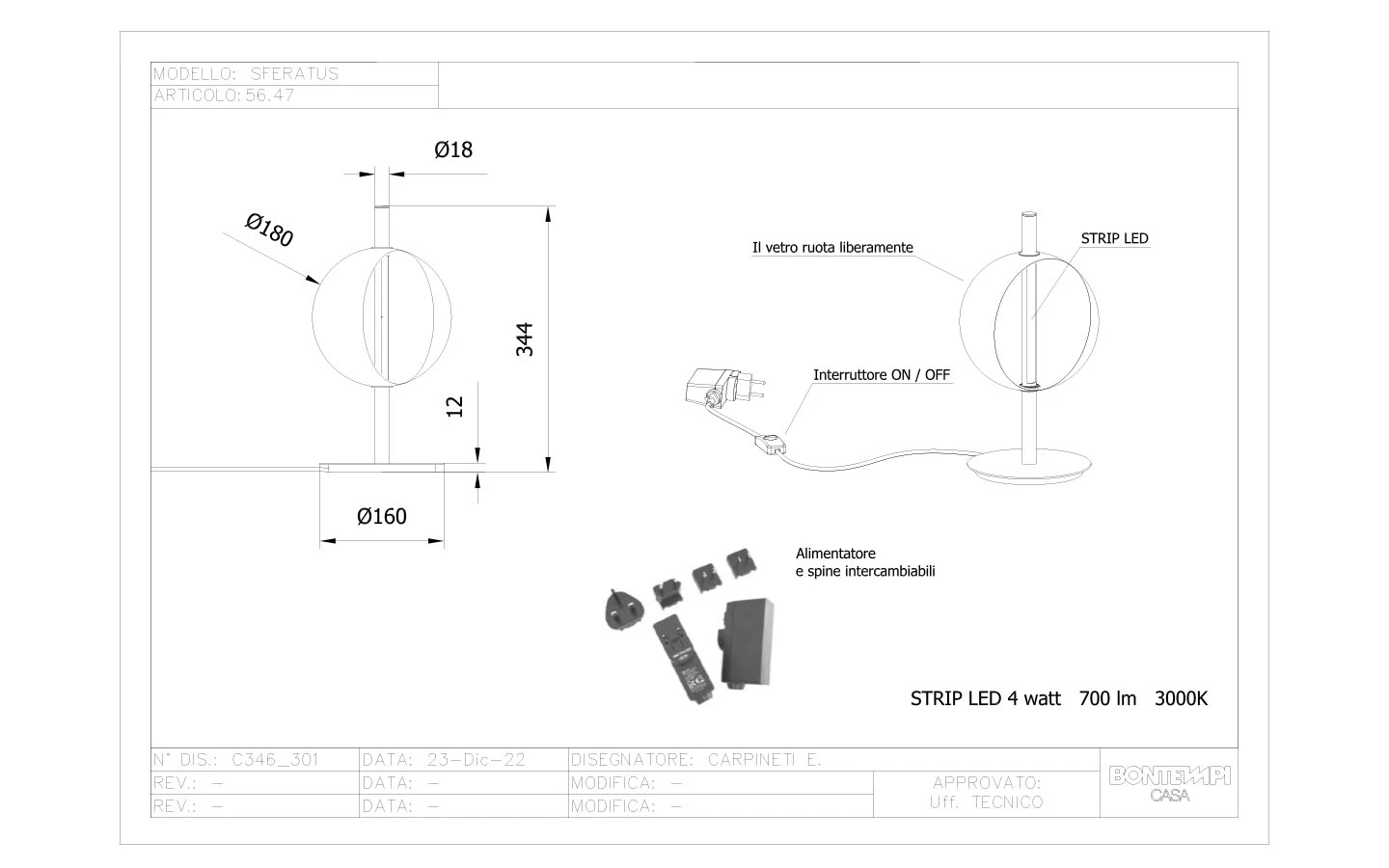 Настолна лампа SFERATUS Bontempi - 3 - Stolbg.com