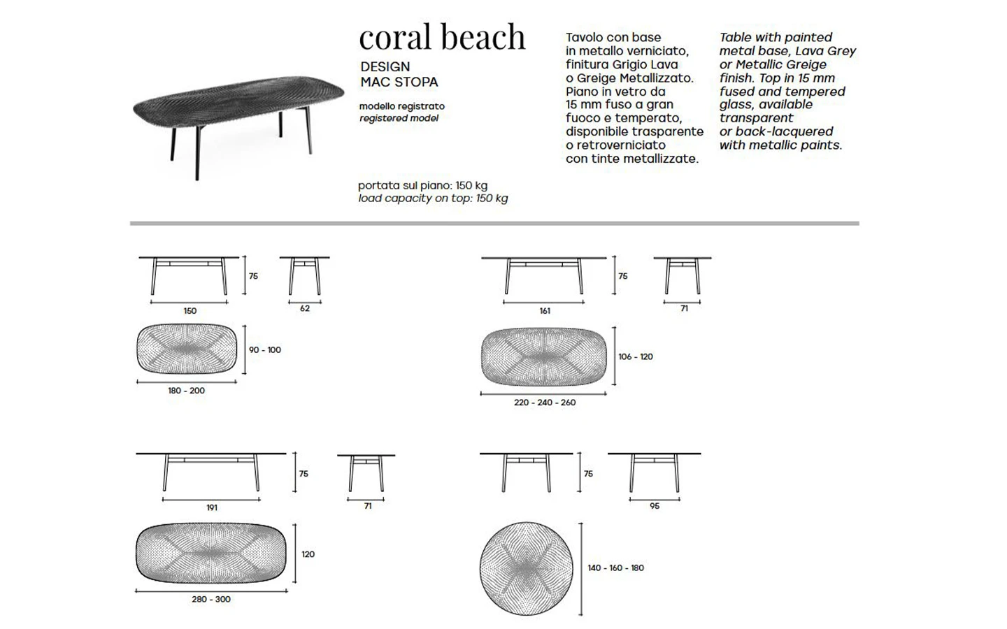 Маса CORAL BEACH FIAM Italia - 16 - Stolbg.com