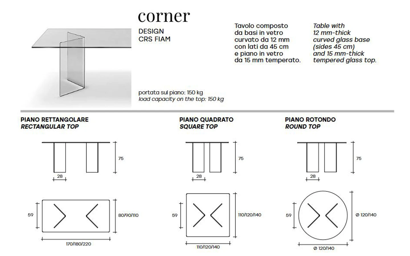 Маса CORNER FIAM Italia - 6 - Stolbg.com