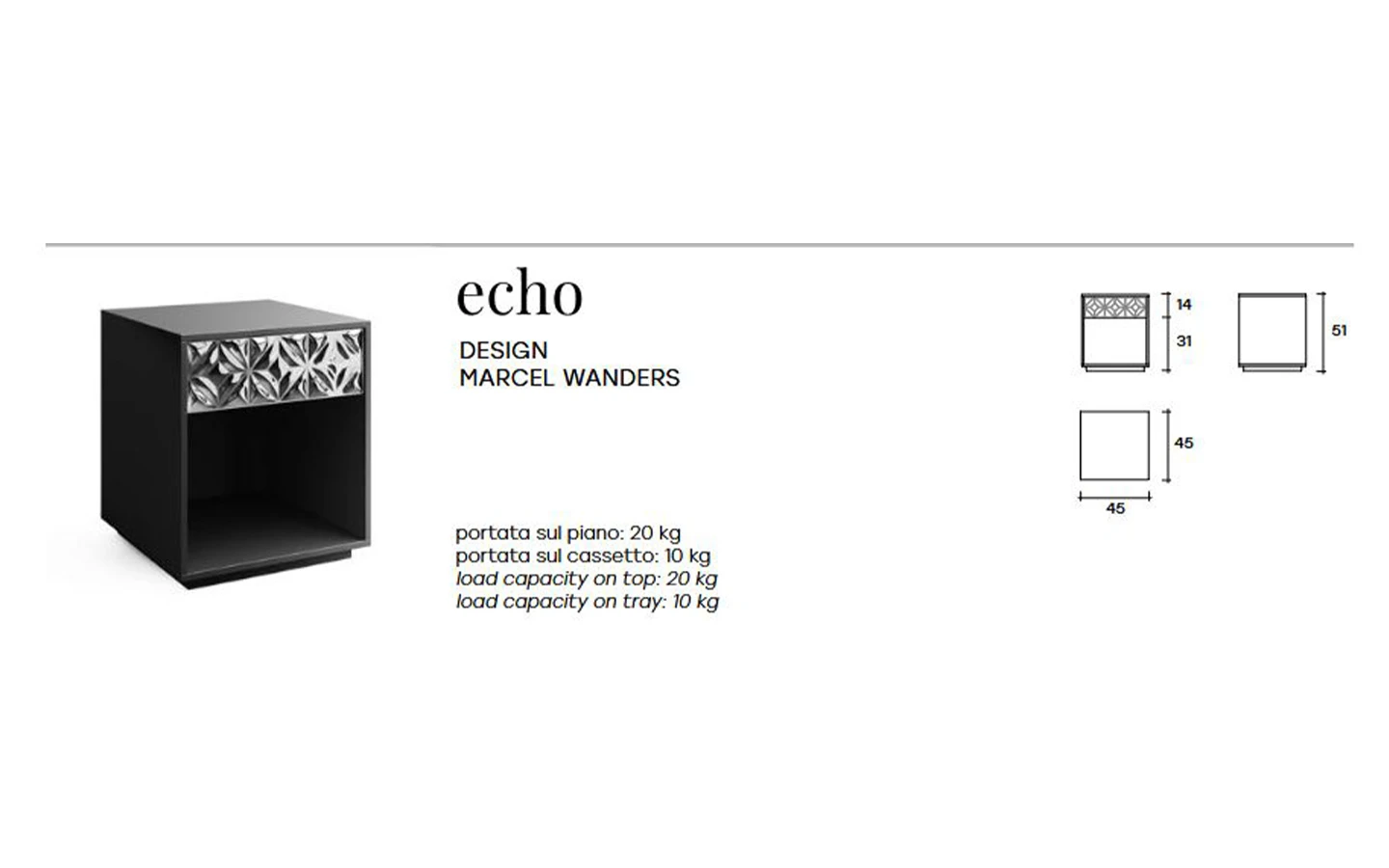 Нощно шкафче ECHO FIAM Italia - 9 - Stolbg.com