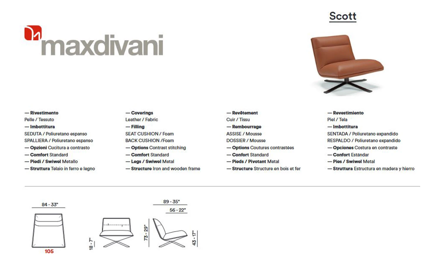 Кресло SCOTT Max Divani - 8 - Stolbg.com