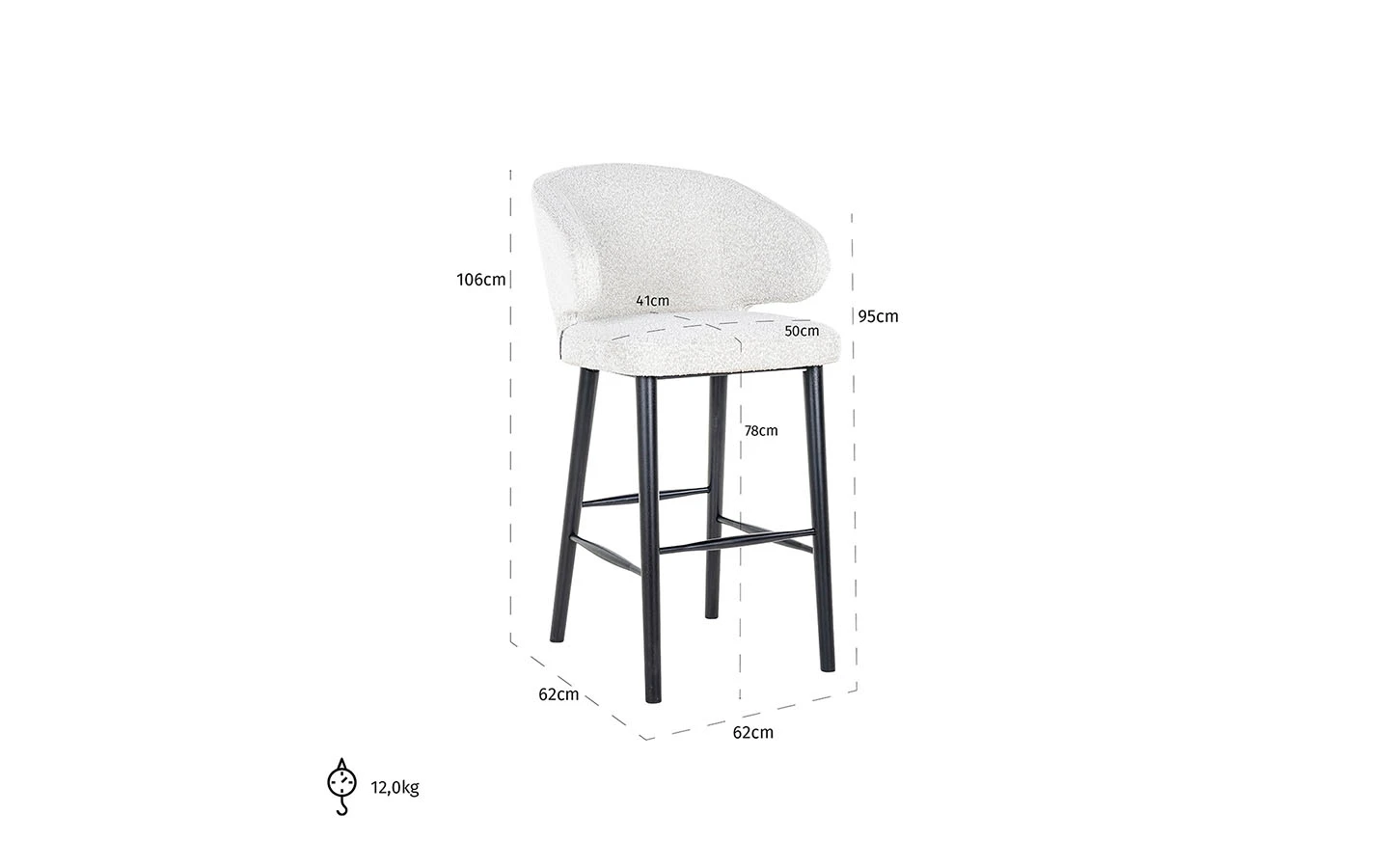 Бар стол INDIGO WHITE BOUCLÉ Richmond Interiors - 7 - Stolbg.com