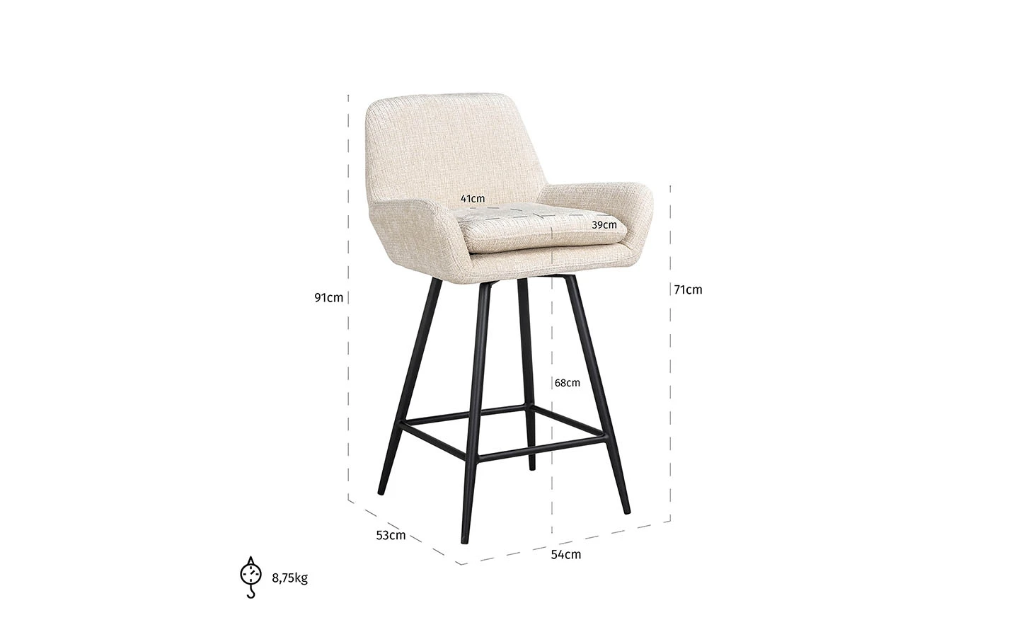 Бар стол LINSEY BEIGE CHENILLE Richmond Interiors - 8 - Stolbg.com