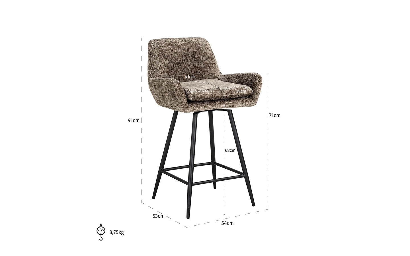 Бар стол LINSEY STONE CHENILLE Richmond Interiors - 8 - Stolbg.com