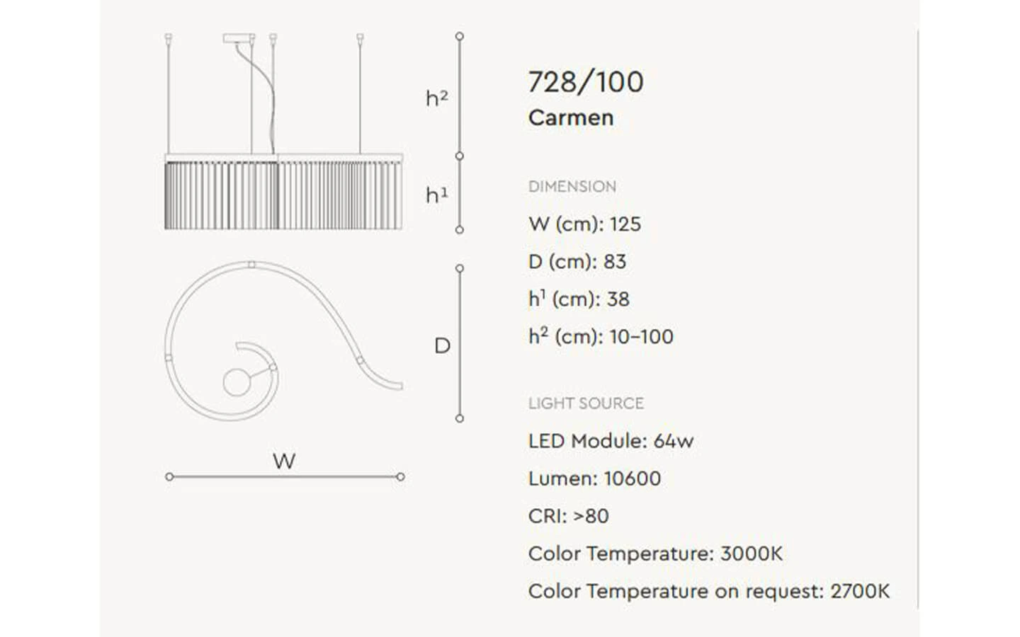 Висящо осветително тяло CARMEN 728/100 LED ITALAMP - 6 - Stolbg.com