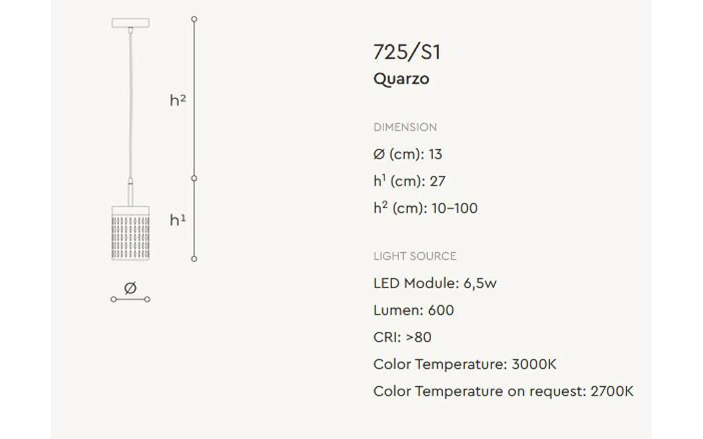 Висящо осветително тяло QUARZO S1 LED ITALAMP - 3 - Stolbg.com
