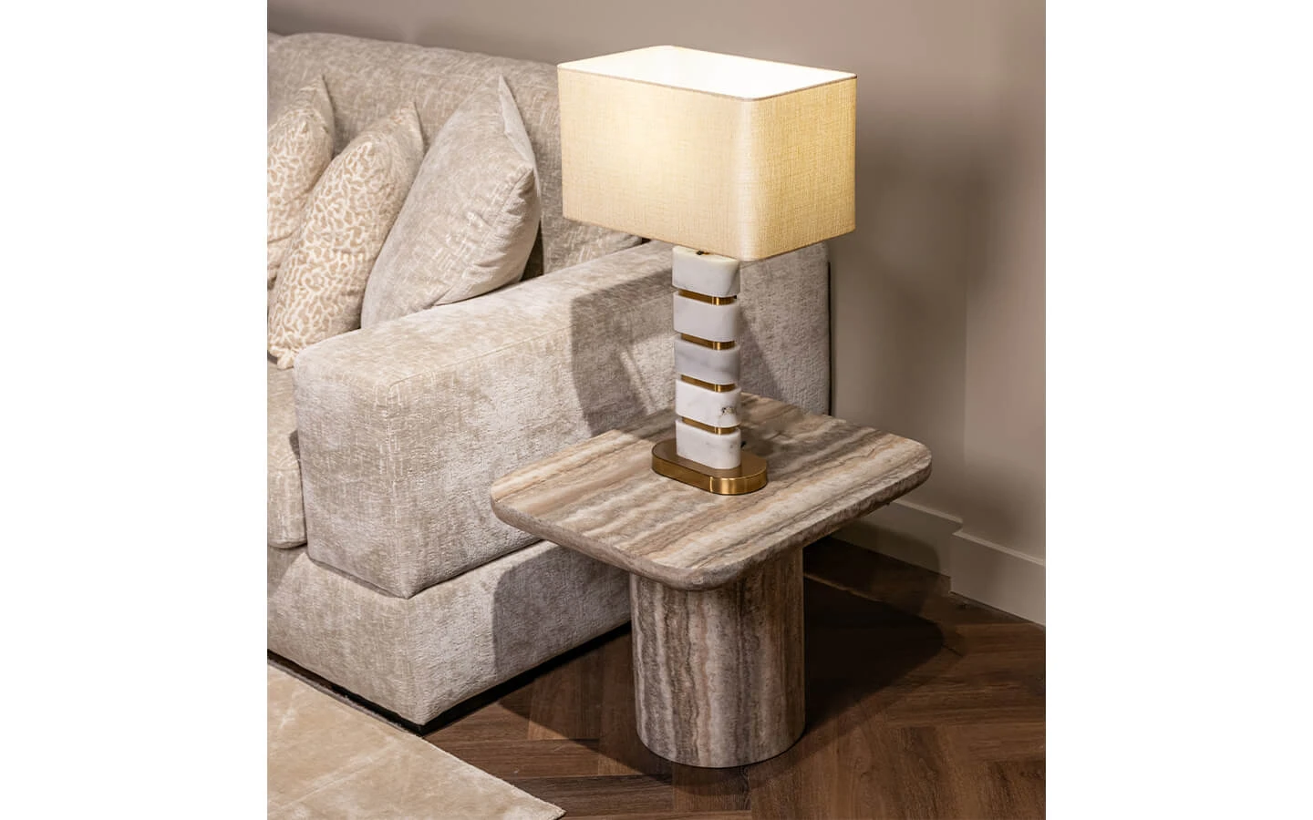 Помощна маса DENIZLY GREY FAUX TRAVERTINE Richmond - 4 - stolbg.com