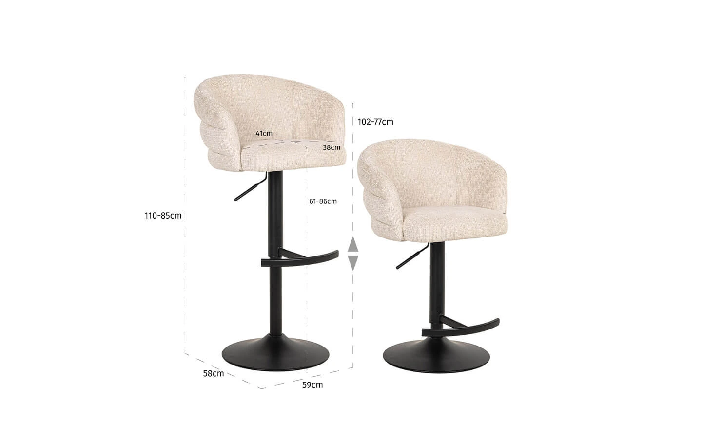 Бар стол NIKKI BEIGE CHENILLE Richmond Interiors - 18 - Stolbg.com
