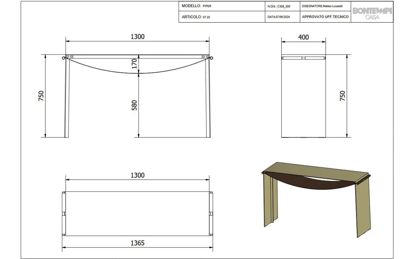 Конзолна маса PIPER Bontempi - 3 - stolbg.com