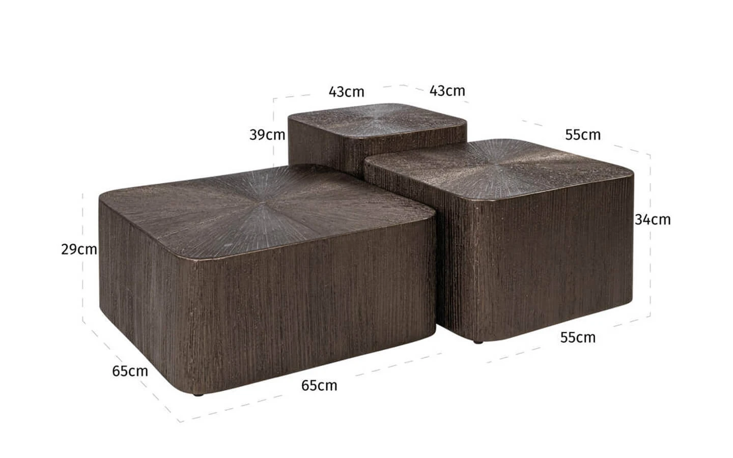 Холна маса CUBES BRUNZAE, Сет от 3 Richmond - 6 - stolbg.com
