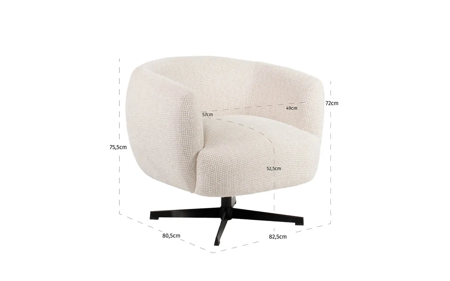 Кресло ESTELLE BEIGE BLOCKWEAVE SWIVEL Richmond - 6 - stolbg.com