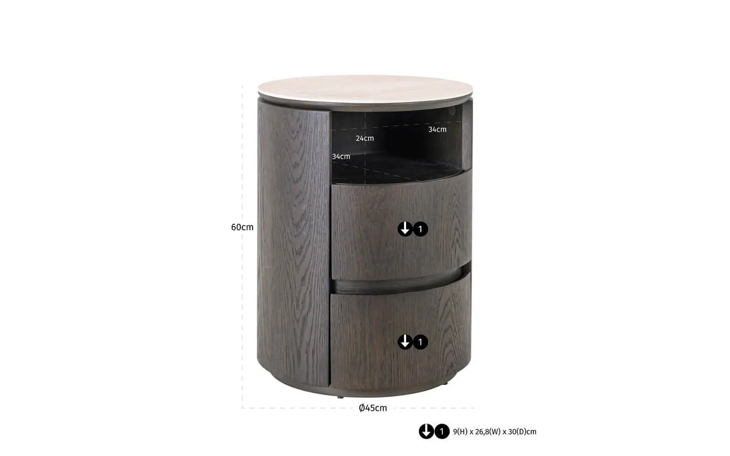Нощно шкафче NANDO BROWN 2 DRAWERS Richmond - 9 - stolbg.com